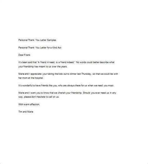 Personal Thank You Letter Format