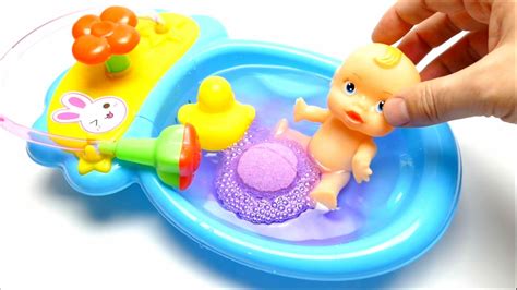 Goo.gl/6gog7r watch more cute little baby doll plays hide and seek in the pink bathroom in the bubbles in the bathtub while. Baby Doll Bathtub Time With Bath Bomb Surprise Ball - YouTube