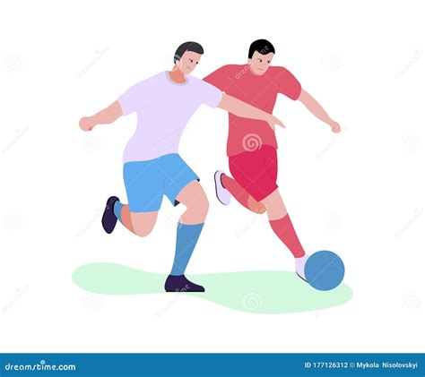 Two Cartoon Football Players Running With Ball Stock Vector