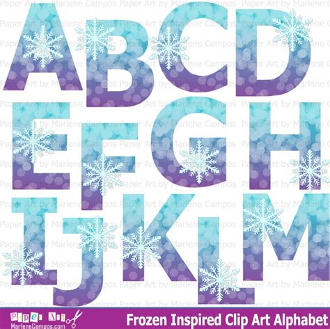Snowflake Alphabet Winter Clip Art Snowflake Clip Art Etsy