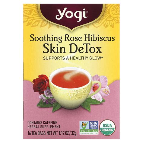 Yogi Tea Skin Detox Soothing Rose Hibiscus 16 Tea Bags 112 Oz 32 G
