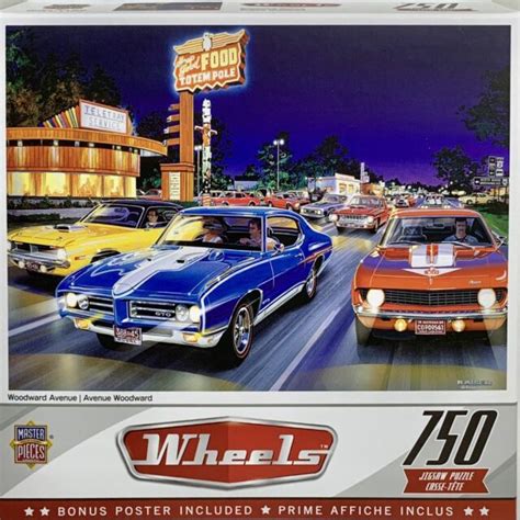 Wheels Woodward Avenue 750 Jigsaw Puzzle Retro Muscle Car Cruising Gto