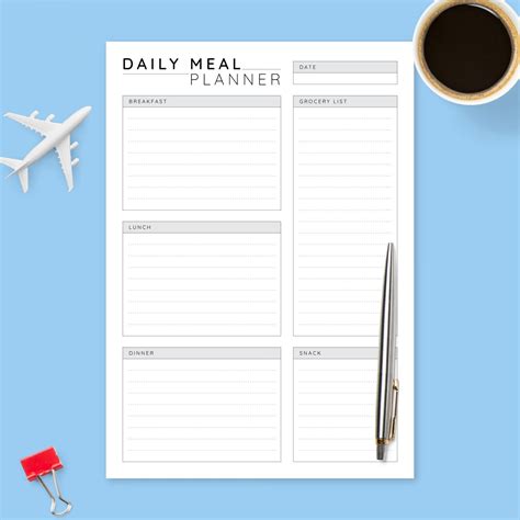 Daily Menu Planner Template Printable Pdf