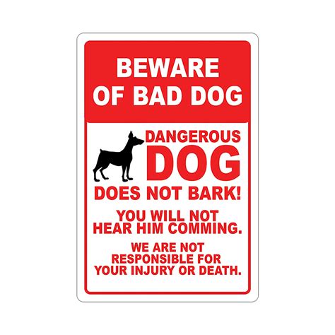 Beware Of Bad Dog Sign Metal Aluminum Warning Sign Made