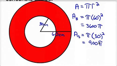 Area Of Shaded Region Concentric Circles Youtube