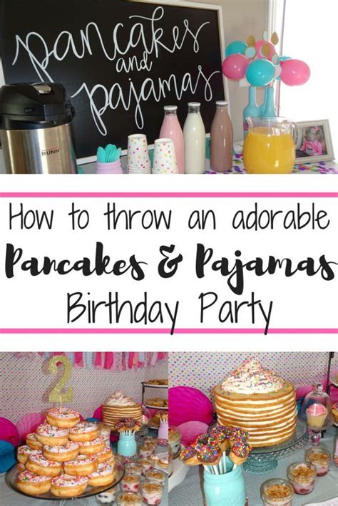 pancakes and pajamas birthday party decoration ideas food table pancake cake brunch pajama