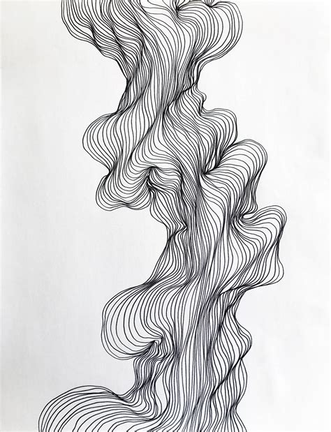 Abstract Line Art Black And White Modern Drawing Organic