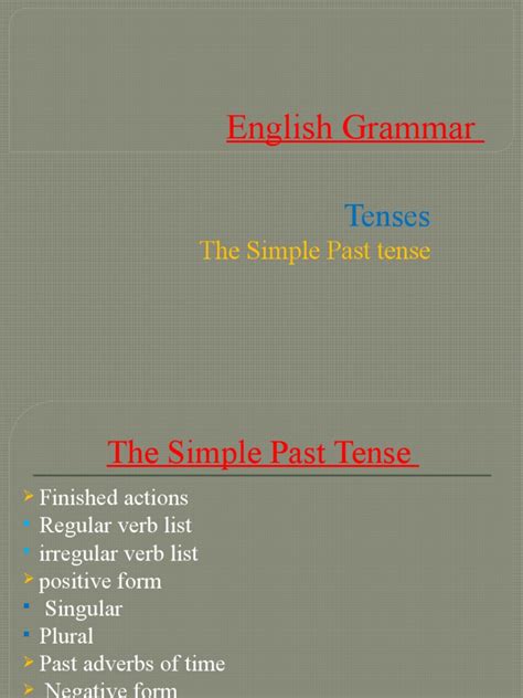 English Grammar The Siple Past Tense Pdf Verb English Grammar