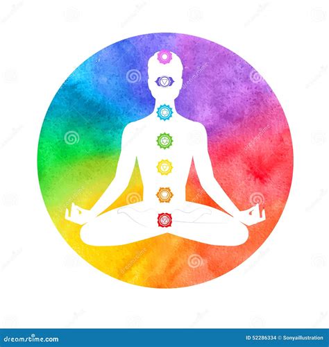 Meditation Man With Aura And Seven Chakras With Blue Galaxy On