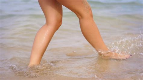 Female Legs In Sea Waves Close Up Of Woman Stock Footage Sbv
