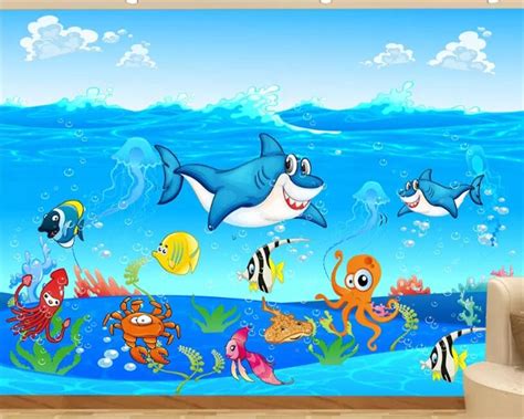 Beibehang Wallpaper For Kids Room Mural 3d Underwater