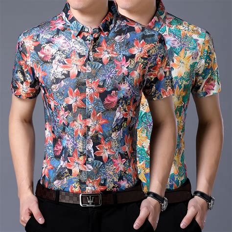 Buy Mens Summer Floral Clothes Shirts Causal Man