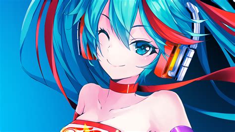 Blue Hair Female Anime Character With Headphones Hd Wallpaper Wallpaper Flare