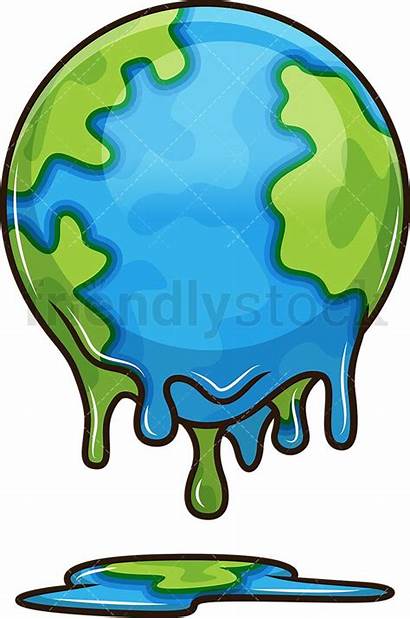 Earth Melting Warming Drawing Global Cartoon Planet