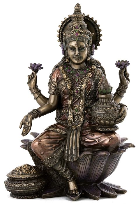 そのため 12 Inch Seated Lakshmi Hindu Goddess Of Good Fortuneと富realブロンズパウダー