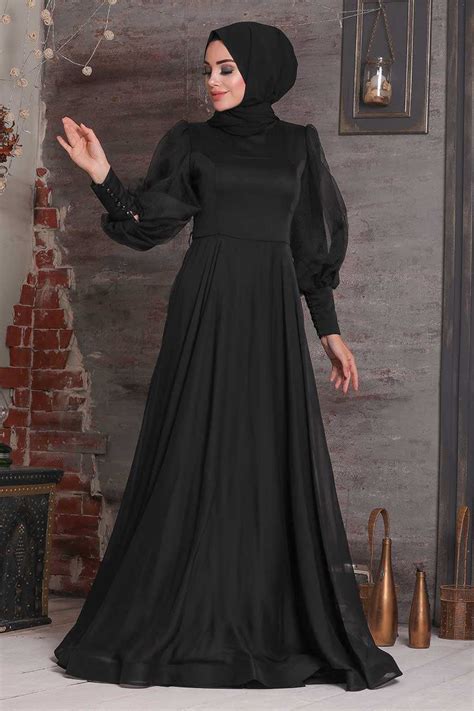 Black Hijab Evening Dress 4034s Neva
