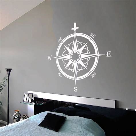 Each sculpture is hand drawn, sculpted to give you a 3d dimension, cut Compass Rose Wall Decor Navigate Style Wall Decal Bathroom Ocean Decoration Nautical Compass ...