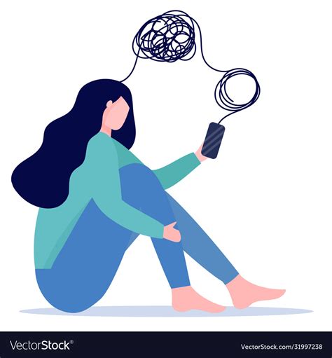 Woman With Mental Health Problems Have Online Vector Image