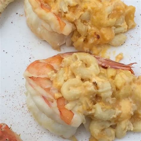 Colossal Shrimp Stuffed With Mac And Cheese Topped With Warm Lobster