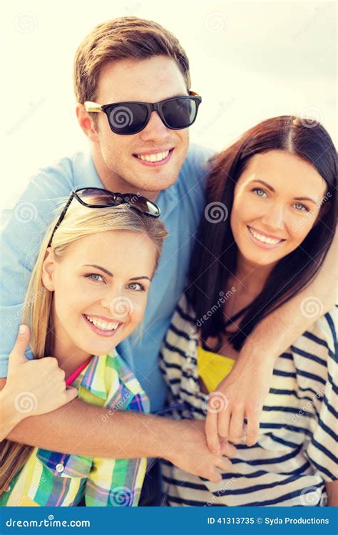 Group Of Friends Having Fun On The Beach Stock Image Image Of