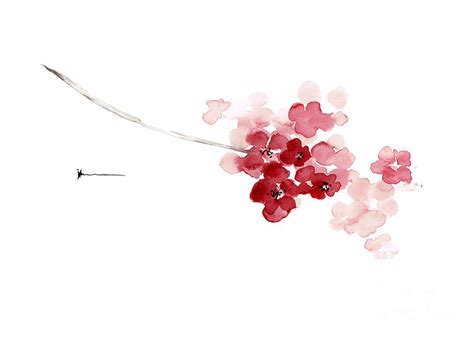 Cherry Blossom Watercolor Art Print Decor Japanese Sakura Home Decor
