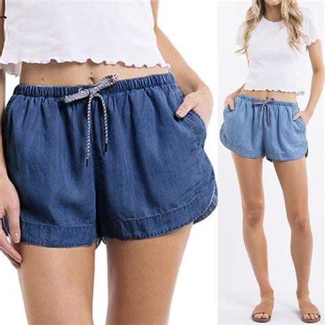 Celmia Fashion Womens Shorts Casual Summer Shorts High Waist Pockets Female Denim Shorts Solid