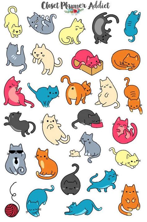 Cute Cats Planner Stickers Cat Stickers Cat Lovers Etsy Cat Stickers
