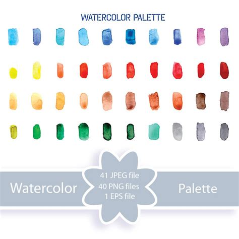 Color Palette Comprising Of Watercolour Swatches In Various Etsy