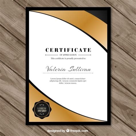 Certificado De Agradecimiento Con Detalles Dorados Vector Gratis