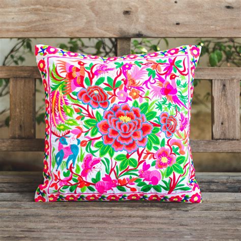 16x16 Hmong Embroidered Cushion Cover Boho Pillow Cover Etsy