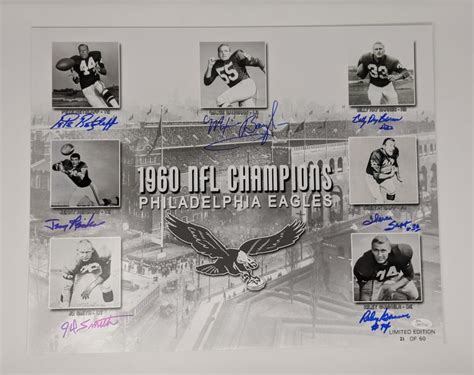 1960 Nfl Championship Eagles Multi Signed 16×20 Photo Custom Limited