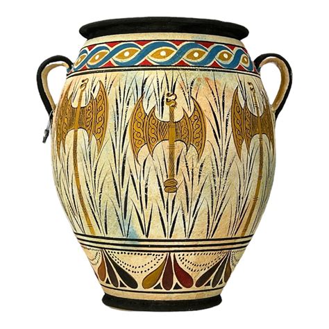 Minoan Vase Painting Griffin Ancient Knossos Fresco Double Axe Ceramic