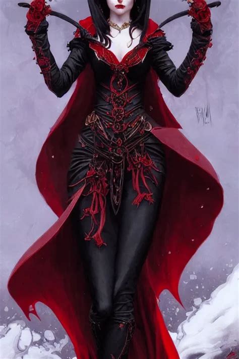 Krea Beautiful Vampire Female Princess Black And Red Silk Clothing
