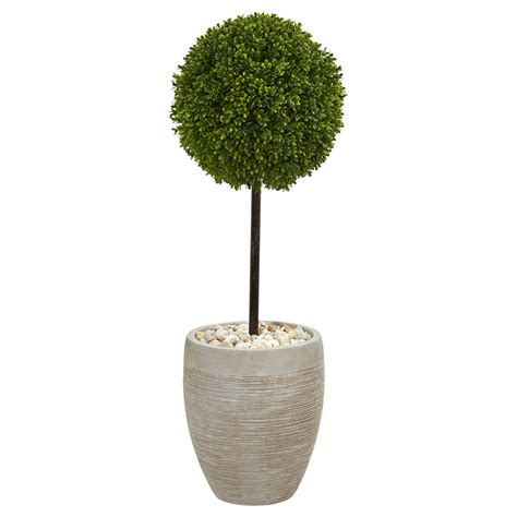 Nearly Natural 3 Ft Boxwood Ball Topiary Artificial Tree In Oval