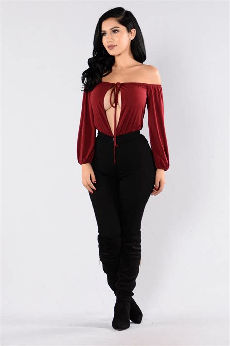 Third Rate Romance Bodysuit Burgundy Bodysuits Fashion Nova