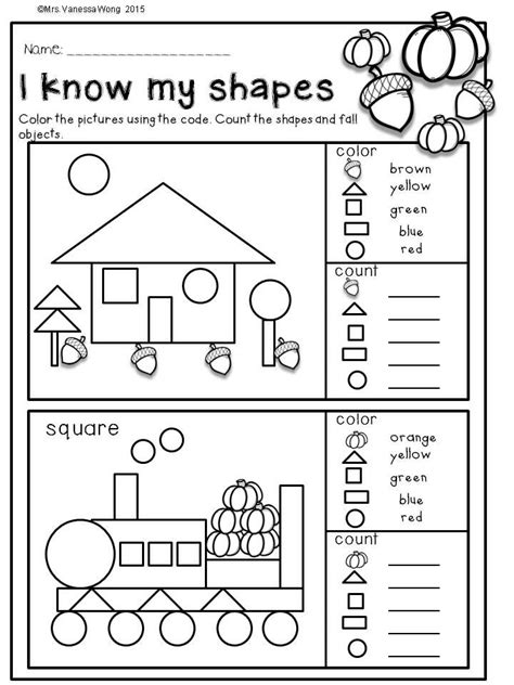 Kindergarten math quizzes online for kids. Fall Activities for Kindergarten Math and Literacy No Prep Printables | Shapes worksheet ...