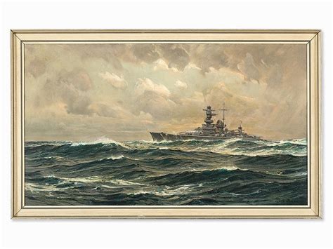 Sold Price Claus Bergen 1885 1964 Heavy Cruiser Oil Painting 1957