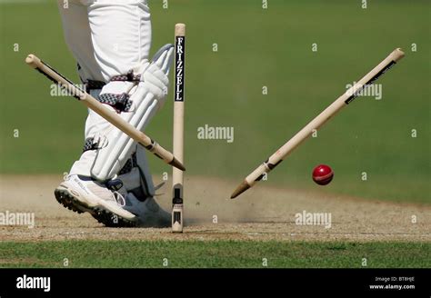 A Batsman Is Clean Bowled During An English County Championship Cricket