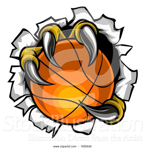 Vector Illustration Of Basketball Ball Eagle Claw Tearing Background By