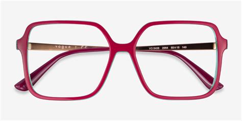 vogue eyewear vo5406 square red green frame glasses for women eyebuydirect