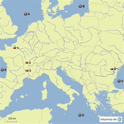Erstellen und downloaden sie ihre landkarte in. StepMap - Flüsse Europa (ohne GER) + Ozeane - Landkarte ...