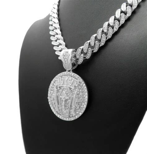 Nba Youngboy 4kt Pendant Silver Miami Cuban Link Chain Necklace Rap