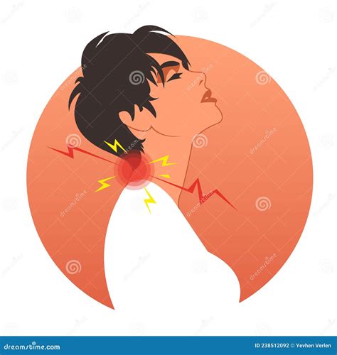 Muscle Pain Concept Vector Illustration Pain Circles On Neck Stock