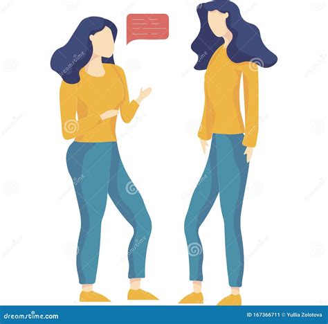 Two Young Women Talking To Each Other Looking Stock Vector