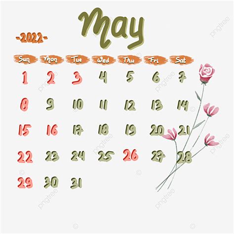 May 2022 Calendar Clipart