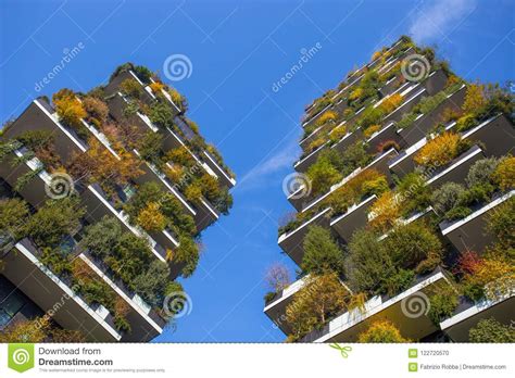 Bosco Verticale Vertical Forest In Autumn Time Apartments And