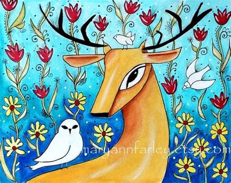Deer Art Print Animal Art Whimsical Art Storybook Art