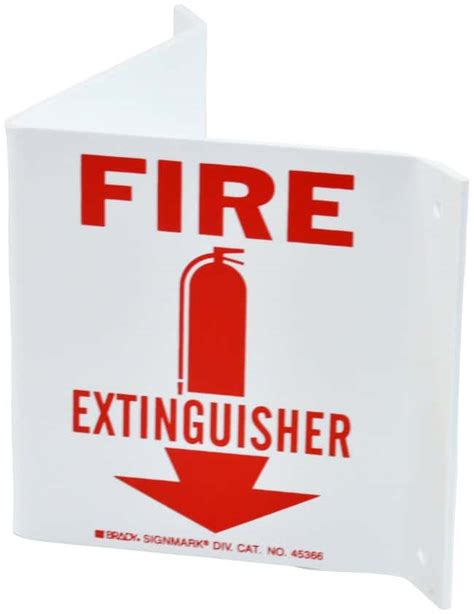 Brady Rigid High Visibility Signs Fire Extinguisher W Down Arrow And