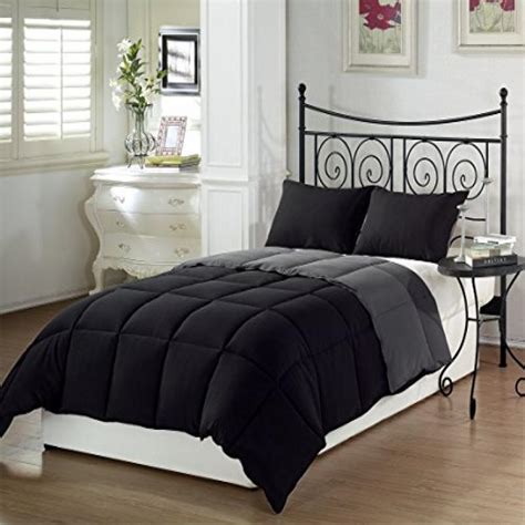 This comforter set will cost you nothing, and the features are amazing. Chezmoi Collection 3-Piece Black Grey Super Soft Goose ...