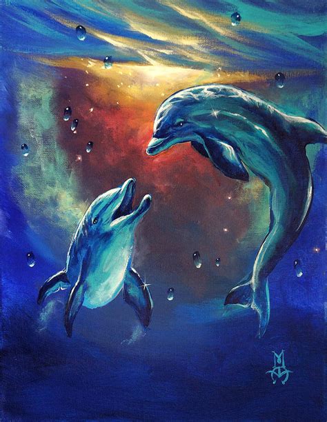 Happy Dolphins Painting By Marco Antonio Aguilar